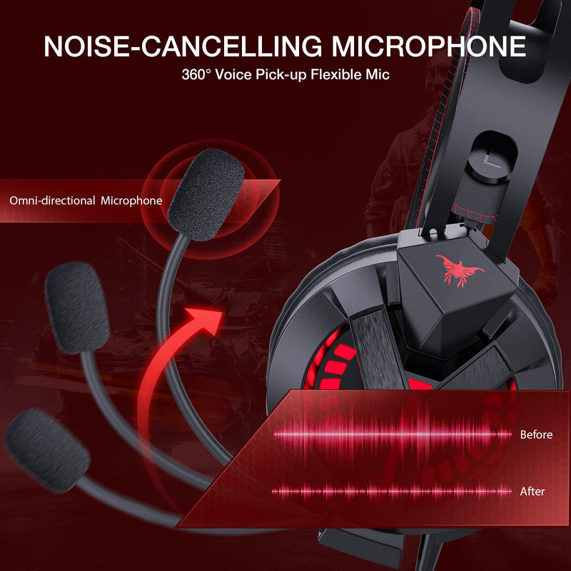 [Australia - AusPower] - Ajsaki M180 Pro Retro Gaming Headsets, Stereo Playstation 4 Headset with Microphone, Wired PC Headset with Noise Cancelling Mic, Over-Ear Gaming Headphones for PC/MAC/PS4/PS5/Nintendo Switch/Xbox One 