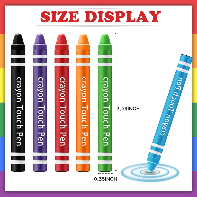 [Australia - AusPower] - 12 Pcs Kids Stylus Pen, Fun Crayon Stylus for Touchscreen Tablets, Kids Edition Tablet Crayon Stylus for Children, Compatible with Smartphones Phone Drawing Anti Scratch 