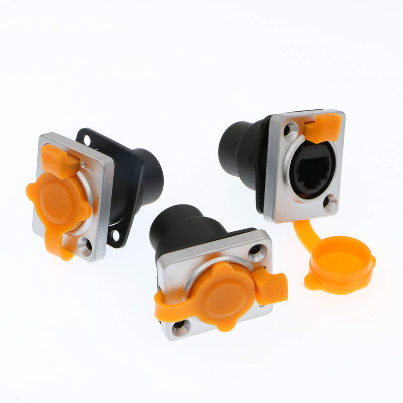 [Australia - AusPower] - RJ45 Waterproof Dust Plug Connector 3 pcs RJ45 connectors IP65 Mount Ethernet Panel Connector Straight Black 