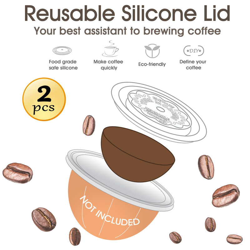 [Australia - AusPower] - VIVI SKY Reusable Coffee Capsule Lids Work with N*espresso Pods Vertuo,Food Grade Silicon Caps Used for Every Sizes of Reusable Vertuo Pod Refillable Vertuo Capsule (Silicon Vertuo Lids- 2PCS) Silicon Vertuo Lids- 2PCS 