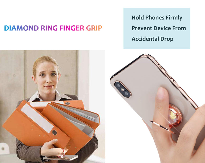 [Australia - AusPower] - lenoup Glitter Bling Bling Phone Ring Holder, Sparkle Phone Ring Artificial Diamond Stand, Rhinestone Cell Phone Finger Ring for Phones,Pad(Rose Gold) Rose Glod 