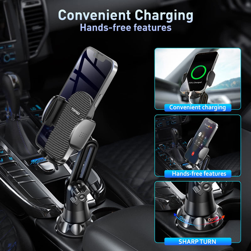 [Australia - AusPower] - Cup Holder Phone Mount, TOPGO Automobile Cup Holder Smart Phone Cradle with Adjustable Neck [Bumpy Road Friendly & Super Stable] for iPhone 13/12/11 Pro Samsung All Phones & Cars 