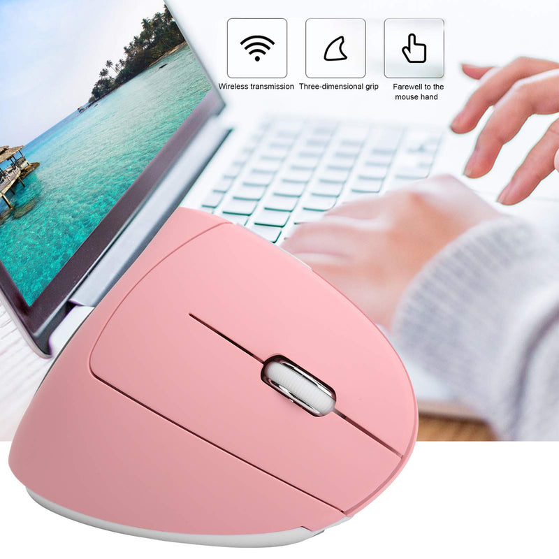 [Australia - AusPower] - Ergonomic Vertical Mouse, 2.4G Wireless Optical Game Mouse, RGB Backlight, Adjustable 4-Level 2400DPI, 6 Button for PC/ Laptop Desktop(Pink) 