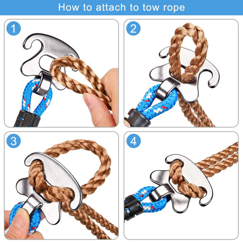 [Australia - AusPower] - BeneLabel Tow Rope Quick Connector for Tubing with Stainless Steel Connector, Water Sport Towable Connector 18.3" 