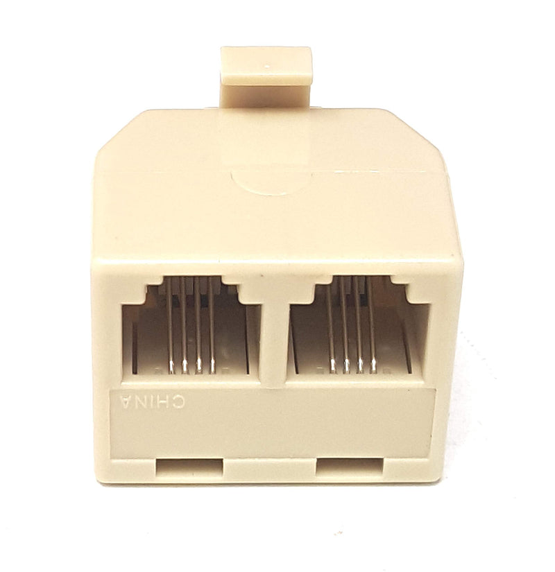 [Australia - AusPower] - Corpco RJ11 6p4c Duplex Wall Jack 2 Way Splitter Adapter - Ivory, 4 Conductor Pack of 2 