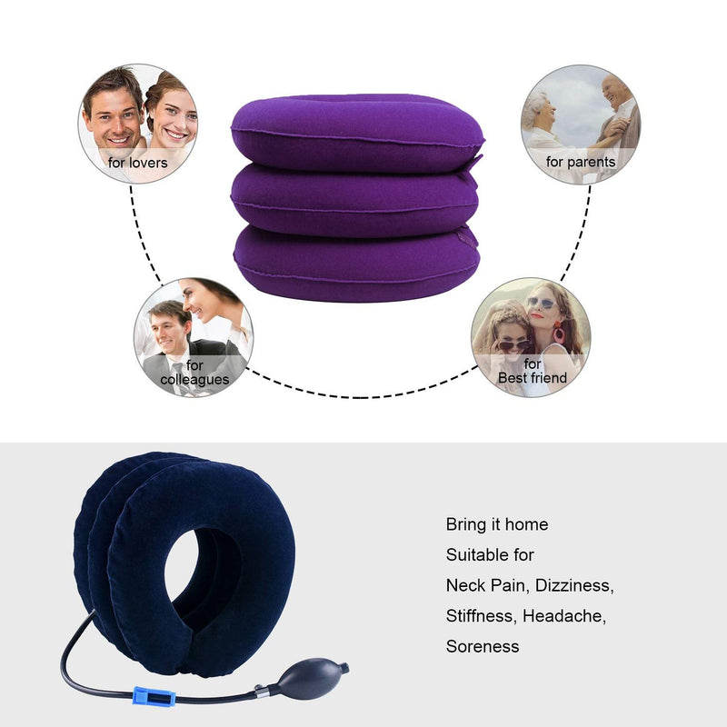 [Australia - AusPower] - Cervical Neck Traction Device Inflatable Neck Stretcher, Easy to Use for Chronic Neck and Shoulder Pain Relief, Neck Cervical Brace Collar Pillow for Hom Blue 
