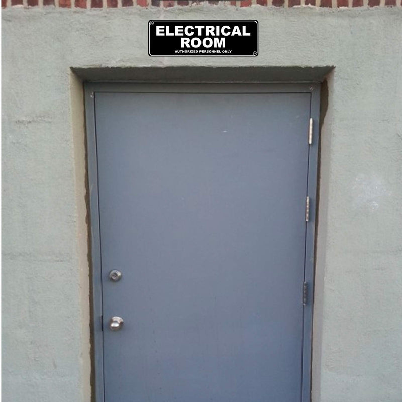 [Australia - AusPower] - Sign for Door, Authorized Personnel Only in Acrylic Plastic, Black and White, Rounded Corners, Durable, Long Lasting with Double Sided Tape in the Back - 3" x 9" (Electrical Room) Electrical Room 