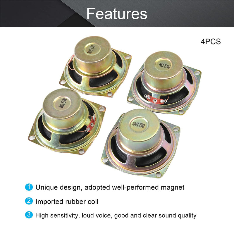 [Australia - AusPower] - Fielect 4Pcs DIY Magnetic Speaker 5W 8 Ohm 66mm Diameter Round Shape Replacement Loudspeaker 4pcs 