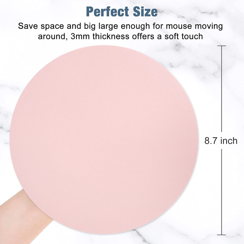 [Australia - AusPower] - Hsurbtra Mouse Pad, Double-Sided PU Leather Small Round Mousepad 8.7 x 8.7 Inch,Anti-Slip Waterproof Mouse Mat, Pretty Cute Mouse Pad for Office Home Gaming Laptop Men Women Kid,Pink & Blue Pink 