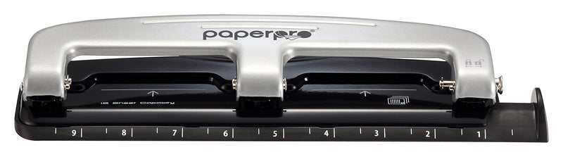 [Australia - AusPower] - PaperPro inPRESS 12 Reduced Effort Three-Hole Punch, Silver/Black (2101) 12 Sheet Black 