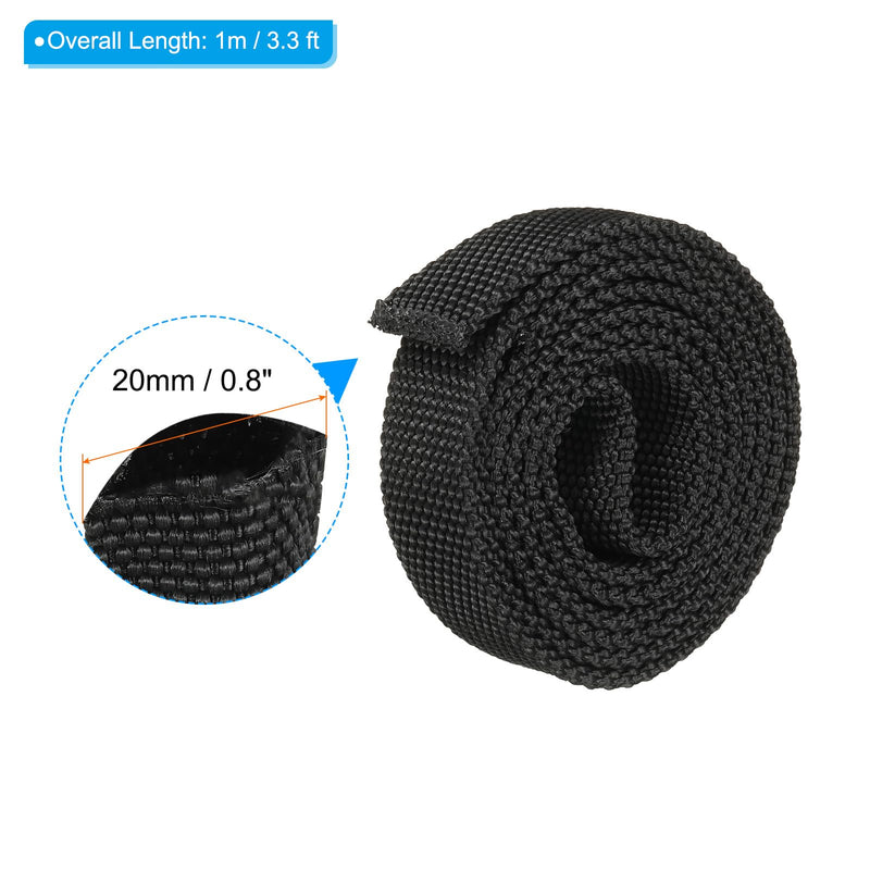 [Australia - AusPower] - PATIKIL 0.8" Flat Dia 3.3FT Nylon Protective Hose Sleeve, Cable Cover Sheath Protection for Welding Tig Torch Hydraulic Hose, Black 0.8 in x 3.3FT 