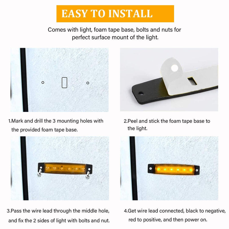 [Australia - AusPower] - PSEQT LED Boat Interior Lights Marine Courtesy Light Strip Deck Transom Cockpit Navigation Lighting Waterproof for Fishing Pontoon Kayak Yacht Sailboat (Blue 10Pcs)… Amber 