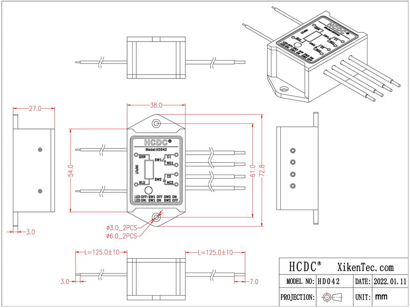 [Australia - AusPower] - DPST 1NO 1NC 8 Amp Power Relay Module (AC/DC 12V) AC/DC 12V 