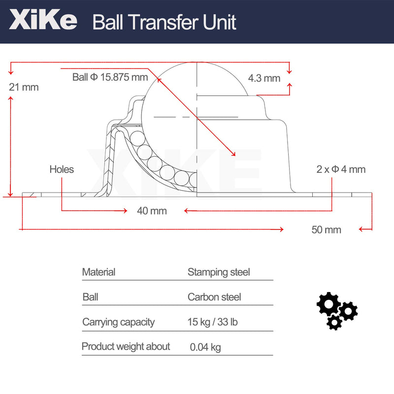 [Australia - AusPower] - XiKe 8 Pack 5/8" Roller Ball Transfer Bearings, Used for Roller Stand, Transfer Equipment and Transmission System. 