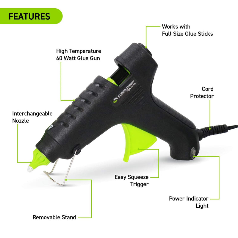 [Australia - AusPower] - Hot Glue Gun, Surebonder Full Size 40W High Temperature Glue Gun Kit with 20 Glue Sticks 