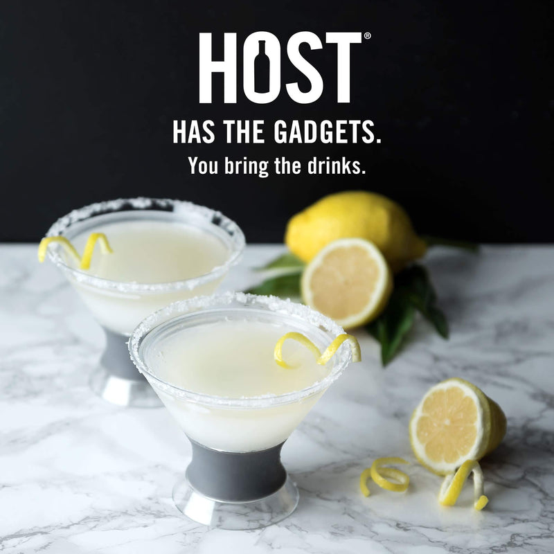 [Australia - AusPower] - HOST Freeze Insulated Martini Cooling Cups, Plastic Freezer Gel Chiller Double Wall Stemless Cocktail Glass Set of 2, 9 oz, Grey Martini Grey - Set of 2 