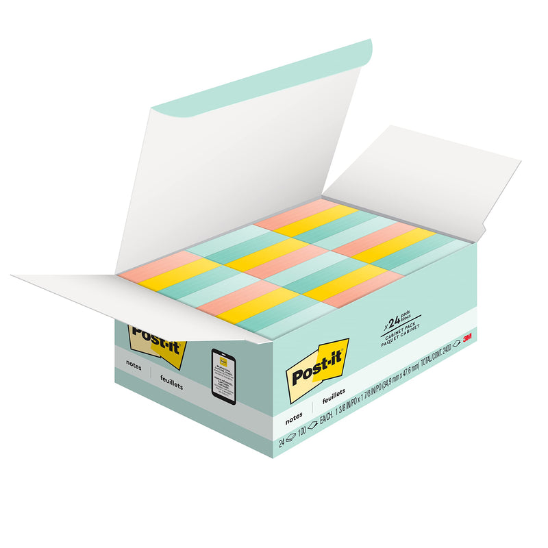 [Australia - AusPower] - Post-it Notes, 1.5x2 in, 24 Pads, America's #1 Favorite Sticky Notes, Beachside Café Collection, Pastel Colors, Clean Removal, Recyclable (654-14AU) 