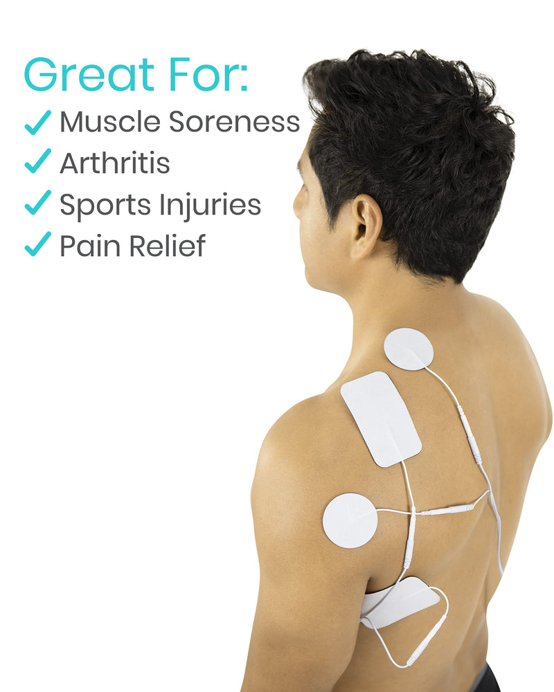 [Australia - AusPower] - Vive Tens Unit Muscle Stimulator- Stim Machine with Self Sticking Electrodes Pads, Massager for Upper & Lower Back, Sciatica, Neck Pain Relief, Electric Shock Therapy for Muscles & Pain Management 