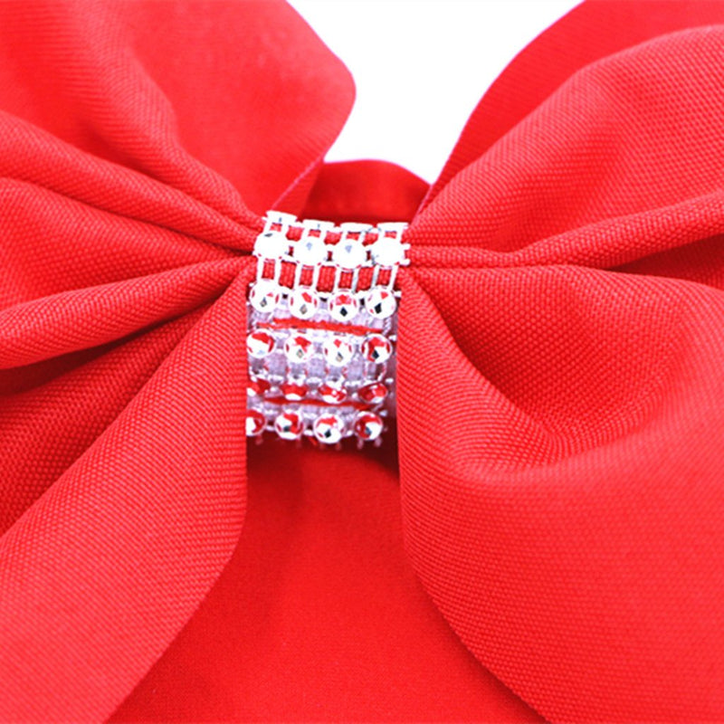 [Australia - AusPower] - Fvstar 10pcs Red Chair Bows Sashes Elastic Spandex Wedding Chair Bows Decorative Party Chair Sashes Elegant Chair Ribbons Tie Bands for Birthday Baby Shower Event Trade Show Decorations 