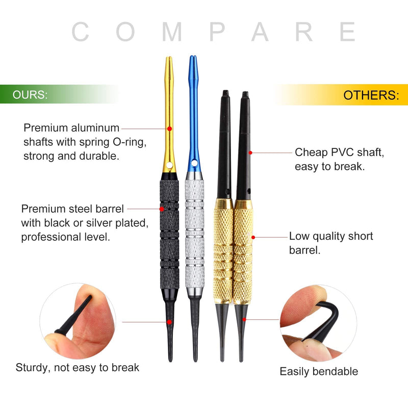 [Australia - AusPower] - centaur 12 Pack Soft Tip Darts, Professional 18 Gram Plastic Tip Dart Sets with 4 Colors Premium Aluminum Shafts 100 Dart Tips 16 Dart Flights and Dart Case for Electronic Dart Board, Silver & Black 