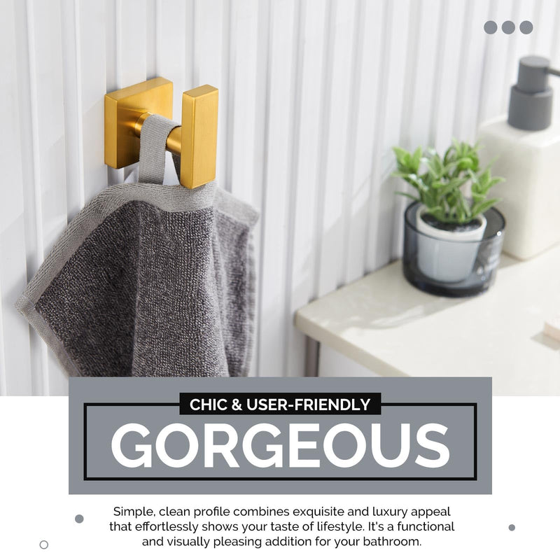 [Australia - AusPower] - Square Single Towel Hook 3 PCS (Brushed Gold) 