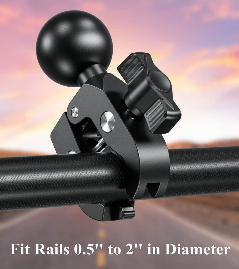 [Australia - AusPower] - BRCOVAN Aluminum Alloy Handlebar Clamp Mount Base with 1.5'' TPU Ball for Rails 0.5'' to 2'' in Diameter, Compatible with RAM Mounts C Size 1.5 Inch Ball Double Socket Arm 