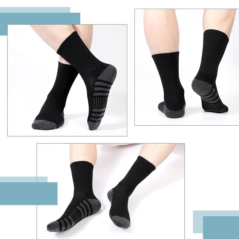 [Australia - AusPower] - Airacker Athletic Socks Sport Running Calf Socks Performance Cushioned Breathable Crew Socks for Men Women(6 Pairs) 6-9 Black 