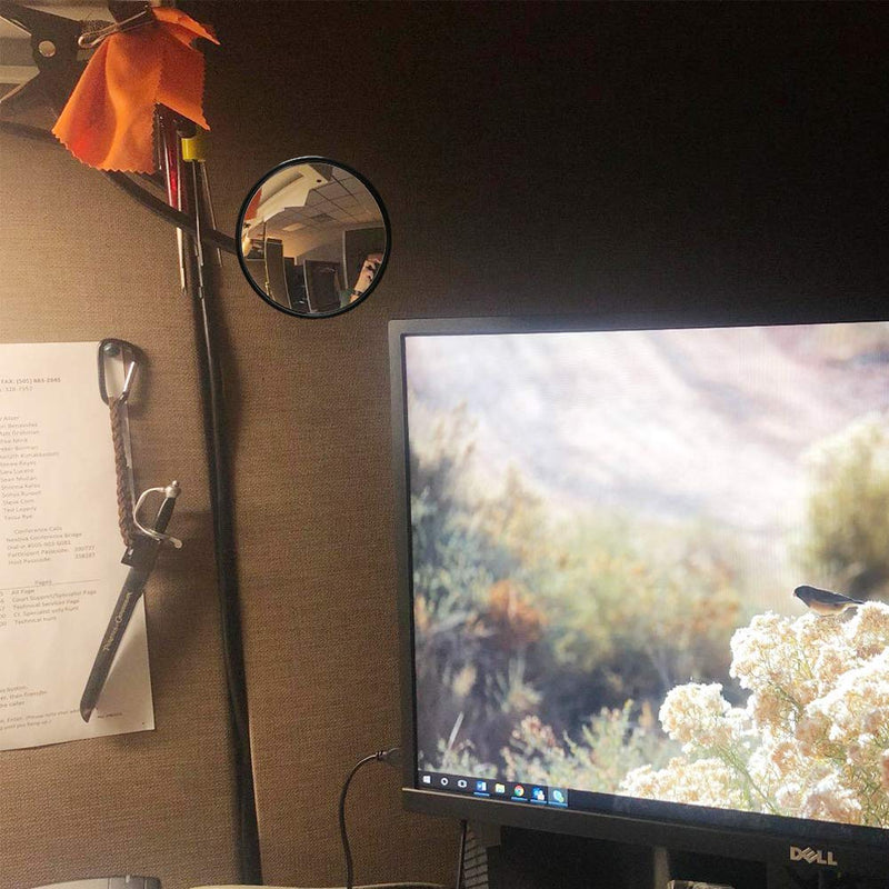 [Australia - AusPower] - Ampper Acrylic Clip On Rear View Cubicle Mirror, Flexible Convex Security Mirror for Personal Safety Desk Rearview Monitors or Anywhere (3.75", Round) Acrylic - With Frame 