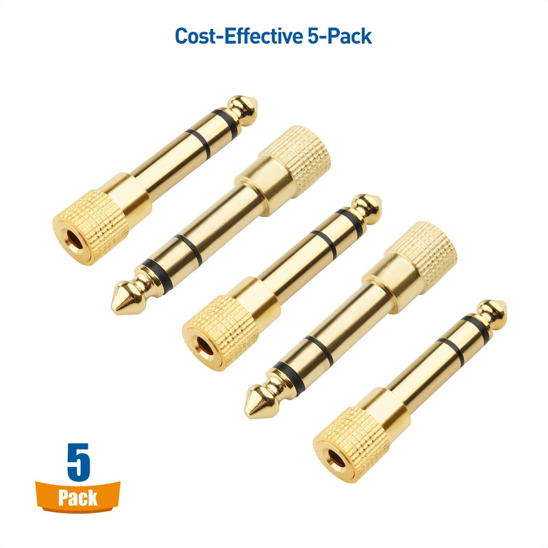 [Australia - AusPower] - Cable Matters 5-Pack 1/4 to 1/8 Headphone Adapter (3.5mm to 1/4 Adapter, 6.35mm to 3.5mm Adapter) 
