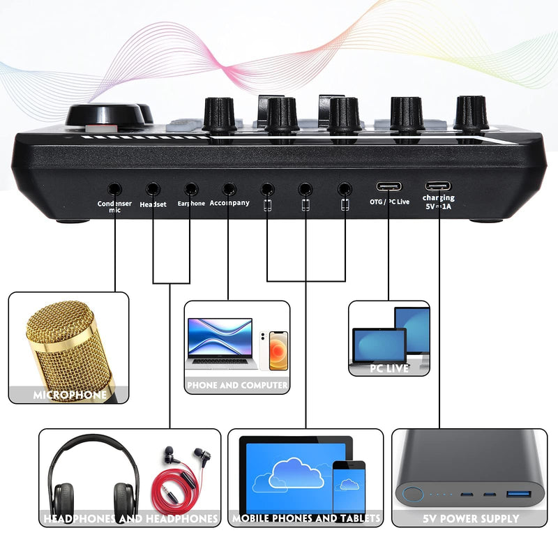 [Australia - AusPower] - Professional Audio Mixer, SINWE Live Sound Card and Audio Interface with DJ Mixer Effects and Voice Changer,Podcast Production Studio Equipment, Prefect for Streaming/Podcasting/Gaming F998 