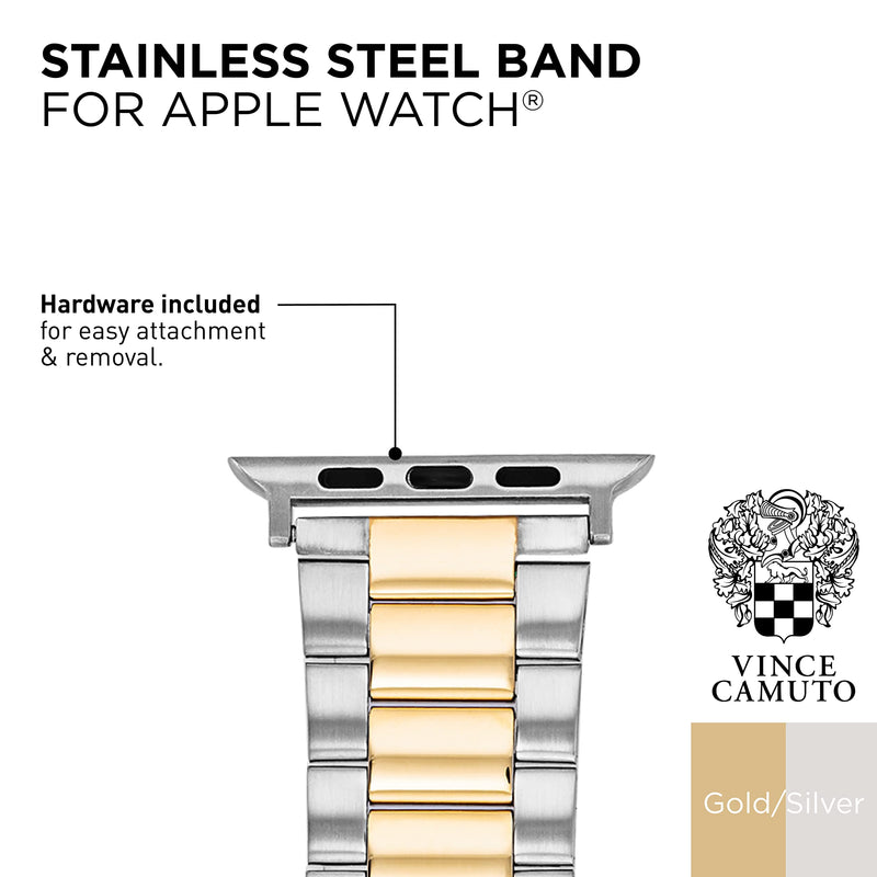 [Australia - AusPower] - Vince Camuto Fashion Bands for Apple Watch, Secure, Adjustable, Apple Watch Replacement Band, Fits Most Wrists 42/44/45mm Silver 