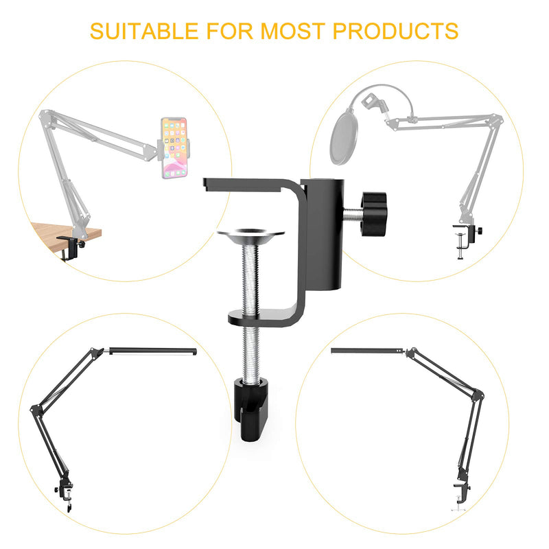[Australia - AusPower] - Replacement Aluminum Alloy C-Clamp Desk Light Clamp Mount Holder Cantilever Bracket with 1/4 Inch Thread Hole for Desktop Table Lamp 