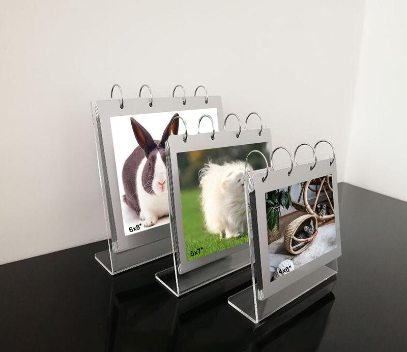 [Australia - AusPower] - leoyoubei Poster Frame,Clear Acrylic Sided Frames Desktop Display Holder with Vertical Stand and 4mm Thicker Menu Holders,PVC Photo Clip 7 Shows 14 Photos Photography Studio/Album ("L"-5X7") 