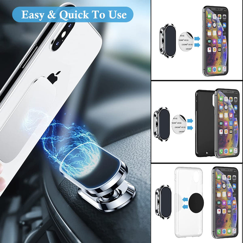 [Australia - AusPower] - Magnetic Phone Mount for Car, [Upgrade Strong 8X Magnets] Magnet Cell Phone Holder Mount for Car Dashboard 360° Rotation & Degrees View for Universal Cell Phone Silver 