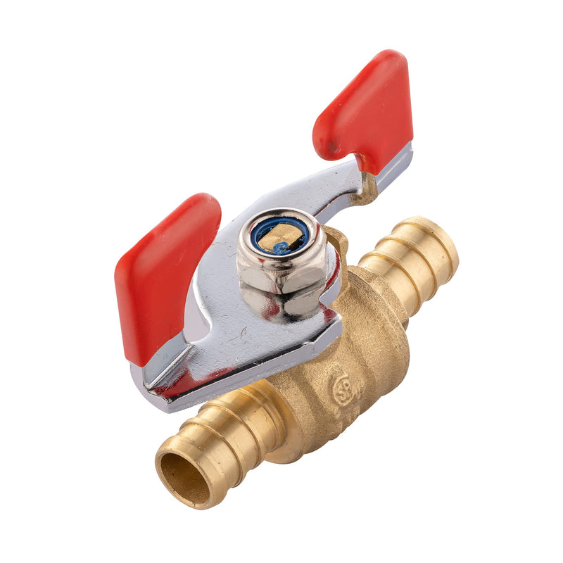 [Australia - AusPower] - (Pack of 2) EFIELD 1/2 Inch Barb Crimp Pex Full Port Shut Off Ball Valve Hot and Cold With Butterfly Handle,Lead Free Brass-2 Pieces 