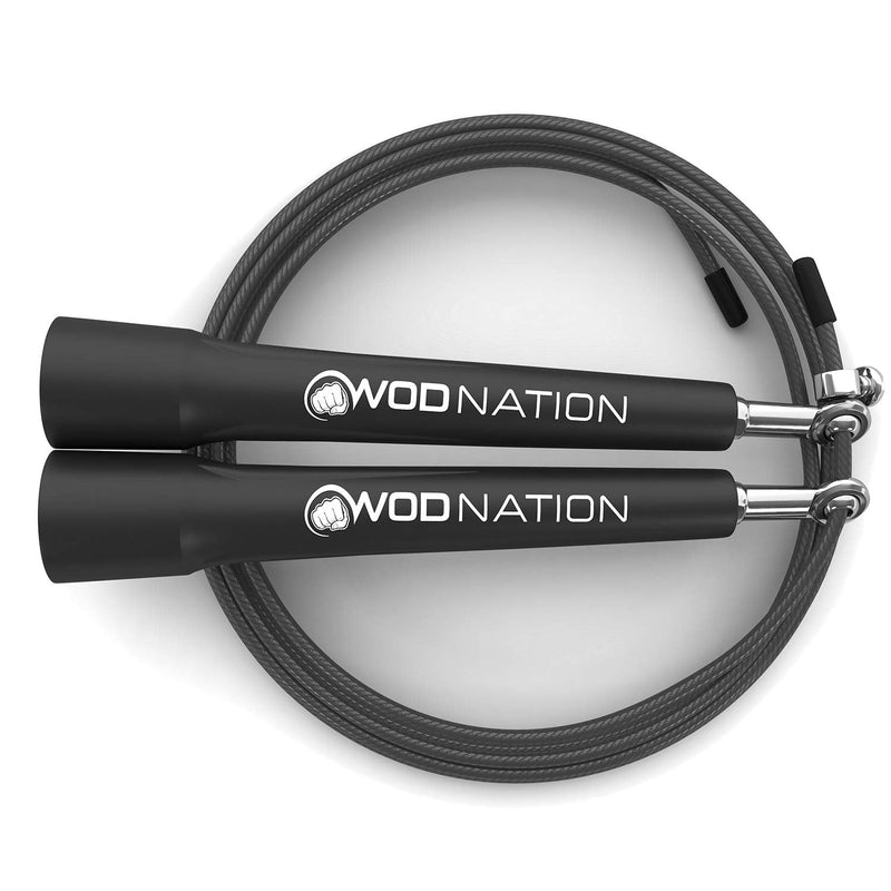 [Australia - AusPower] - WOD Nation Speed Jump Rope - Blazing Fast Jumping Ropes - Endurance Workout for Boxing, MMA, Martial Arts or Just Staying Fit - Adjustable for Men, Women and Children Black 