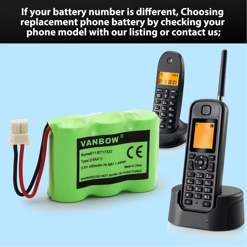[Australia - AusPower] - BT17333/BT27333 Cordless Phone Battery BT-17333 BT-27333 BT17233 BT27233 CS2111 01839 CLT3500 GESPCH06 43-3215 2/3AA 3.6v 400mAh (2) 