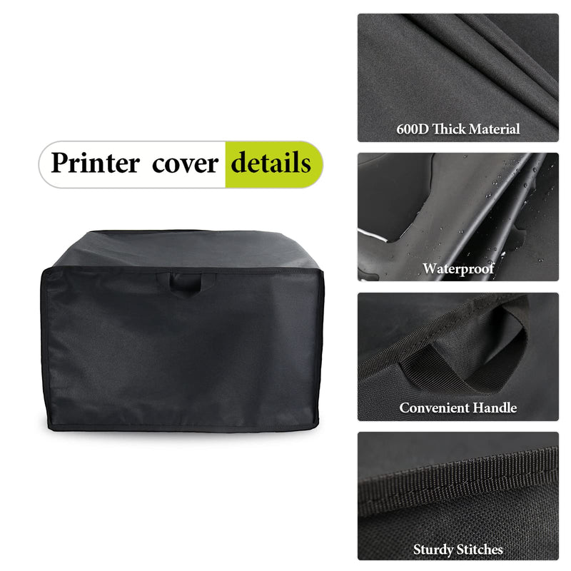 [Australia - AusPower] - TwoPone Printer Dust Cover for HP/Epson/Canon/Brother Wireless Printers, 20x16x12 Inch Universal Case Protector for Printers, 600D Waterproof Black Printer Covers 20"L x 16"W x 12"H 