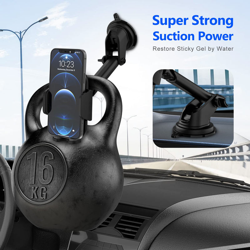 [Australia - AusPower] - SUUSON Car Phone Holder Mount -3in1 Long arm Car Phone Holder, Suitable for car Dashboard/Windshield/Vent, car Adjustable Phone Holder, Compatible with All Smart Phones and Cars (Black) 