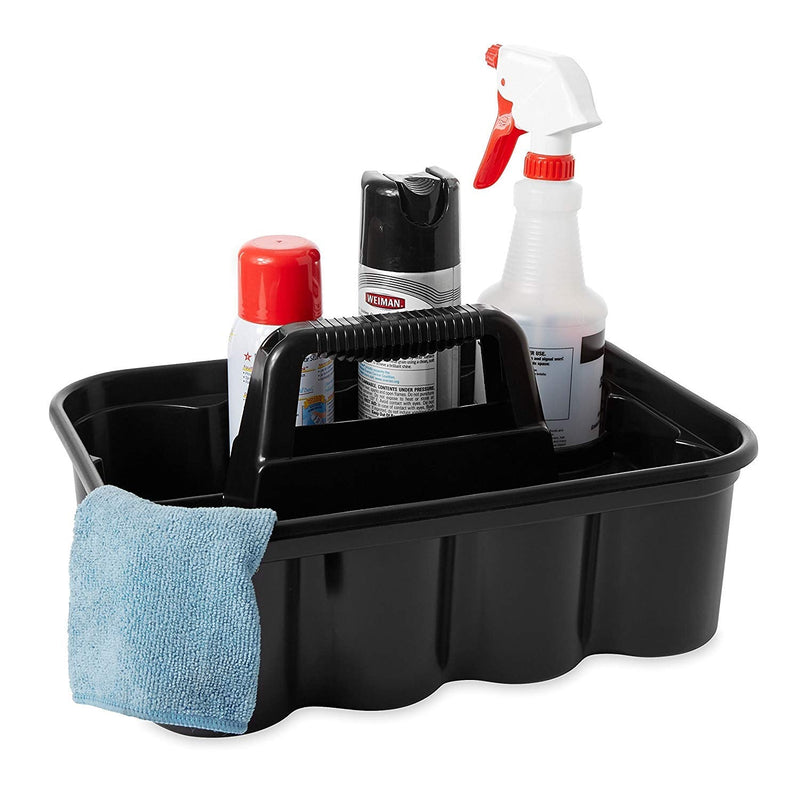 [Australia - AusPower] - Rubbermaid Commercial Products Deluxe Carry Caddy for Cleaning Products, Spray Bottles, Sports/Water Bottles, and Postmates/Uber Eats Drivers, Black (FG315488BLA) 1 Pack 