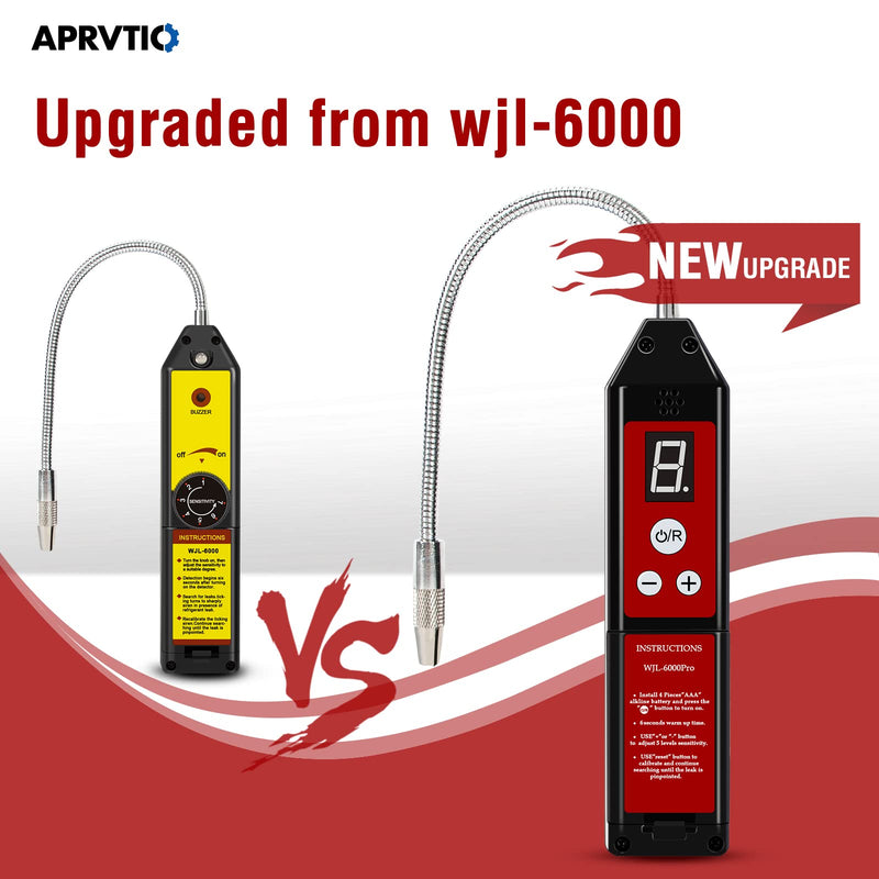 [Australia - AusPower] - Refrigerant Leak Detector HVAC, Aprvtio WJL-6000Pro Freon Leak Detector Freon Sniff Halogen Gas Leak Detector, Higher Sensitivity(up to 0.14oz/yr) R22 R410A R134A R1234YF CFCs HCFCs HFCs 