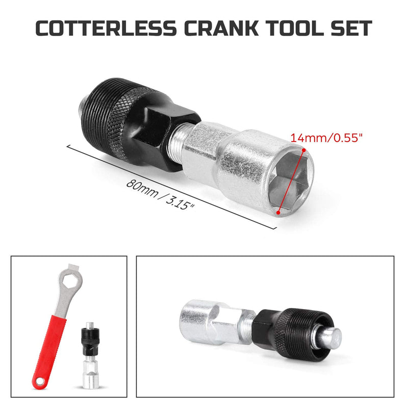 [Australia - AusPower] - Odoland Bike Repair Tool Kit, Including Bike Crank Extractor with 16mm Spanner/Wrench, Bicycle Flywheel Chain Sprocket Remover Tool, Cassette Lock Ring Removal Tool 