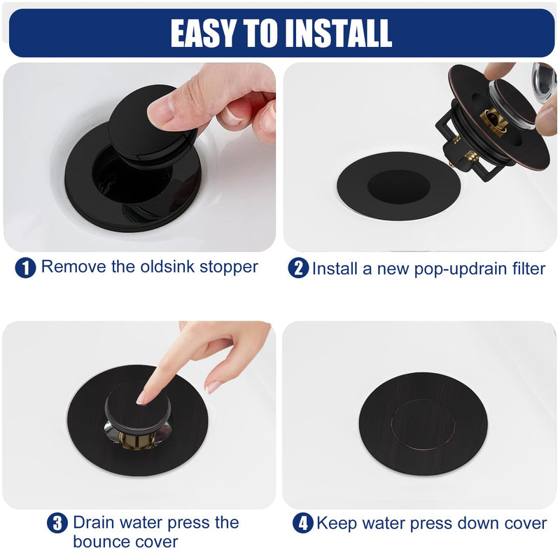 [Australia - AusPower] - Universal Bathroom Sink Stopper, Bathtub Drain Cover, Pop Up Bathroom Sink Drain Strainer with Hair Catcher (Oil Rubbed Bronze) Oil Rubbed Bronze 