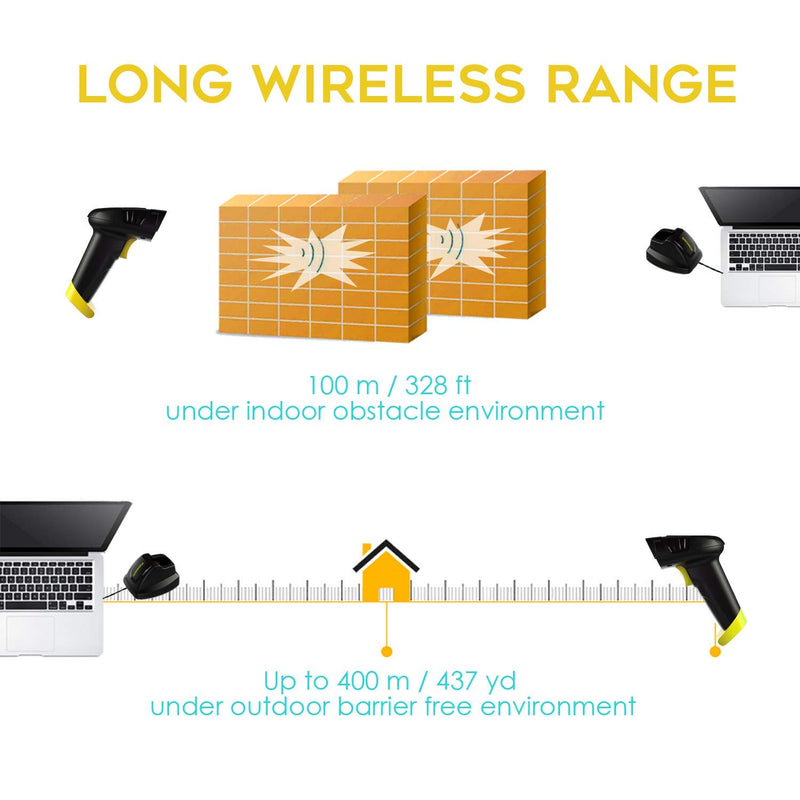 NADAMOO Wireless Barcode Scanner With Charging Cradle, Read 1D, 2D, QR ...