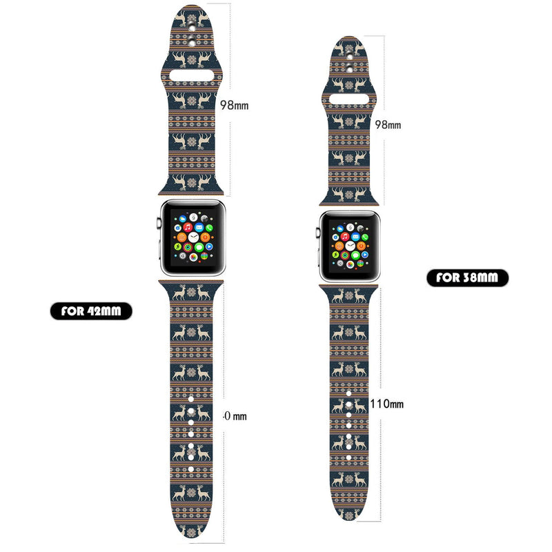 [Australia - AusPower] - BONICI Smart Watch Band for Apple Watch 38/40/41/42/44/45mm,Knitting Wool Sweater Feeling Christmas Snowman Sport Soft Silicone Rubber Replacement Bands for Apple Watch 7/6/SE/5/4/3/2/1 iWatch(M/L) Brown Deer 42/44/45mm(M/L) 