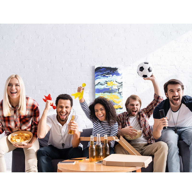 [Australia - AusPower] - Skylety Football Penalty Flag Set 8 Pieces Red Yellow Tossing Soccer Flags for Party Accessory and 4 Pieces Plastic Sports Black Whistles with Lanyard Loud Clear Coach Referee Whistle 