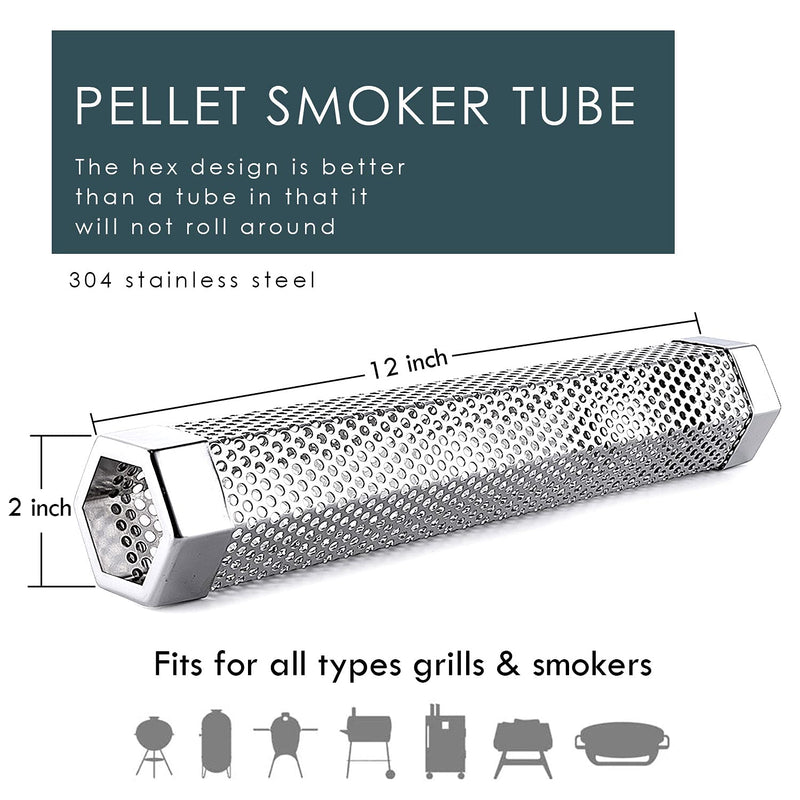 [Australia - AusPower] - Smoke Tube - 12'' Smoke Tube for Pellet Grill 5 Hours of Billowing Smoke, Stainless Steel Pellet Smoker Tube for All Grill or Smoker, Hot or Cold Smoking 