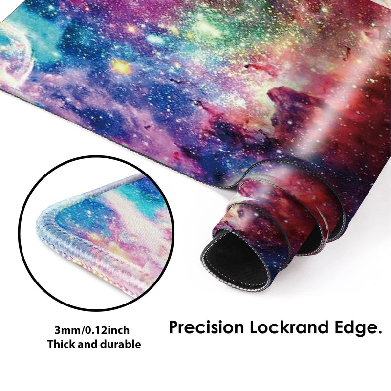 [Australia - AusPower] - ZYCCW Large Gaming Mouse Pad, Oversized Extended Mat Desk Pad Keyboard Pad (31.5"x11.8"x0.15") Thick Non-Slip Rubber Stitched Edges(Space Galaxy Nebula)… 