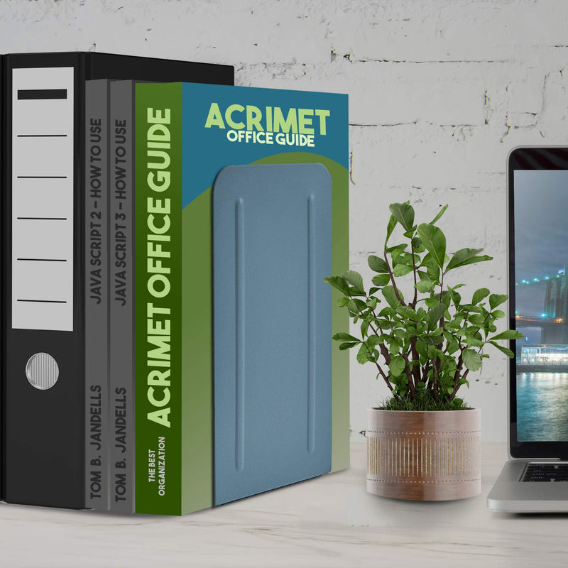 [Australia - AusPower] - Acrimet Jumbo Premium Metal Bookends 9" (Heavy Duty) (Blue Color) (1 Pair) 