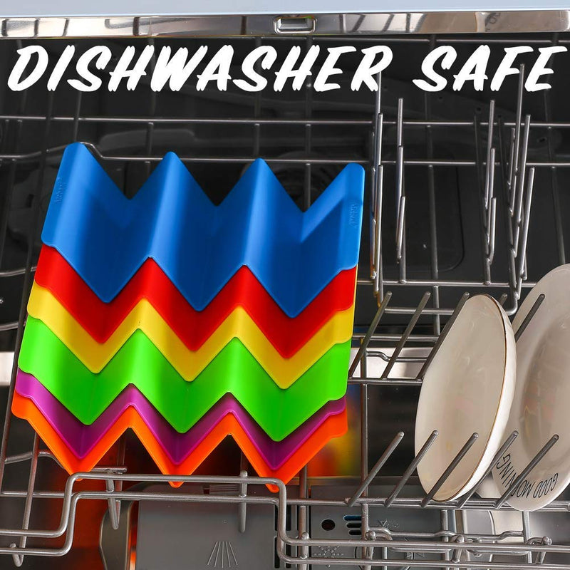 [Australia - AusPower] - Colorful Taco Holder Stands Set of 6 - Premium Large Taco Tray Plates Holds Up to 3 or 2 Tacos Each, PP Health Material Very Hard and Sturdy, Dishwasher & Microwave Safe 
